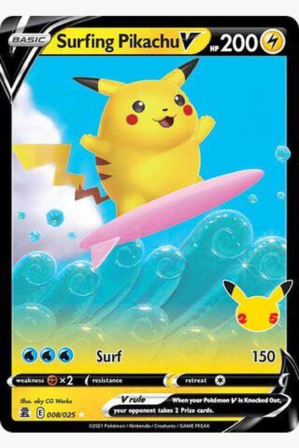008/025 Surfing Pikachu V - Rare Holo - Collectible Madness