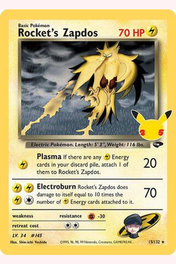 15/132 Rocket's Zapdos - Rare Holo - Collectible Madness