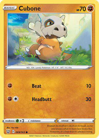 069/163 Cubone - Common - Collectible Madness