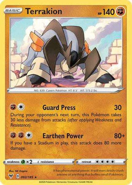 092/185 Terrakion - Rare - Collectible Madness