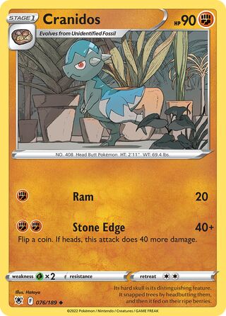 076/189 Cranidos - Uncommon - Collectible Madness