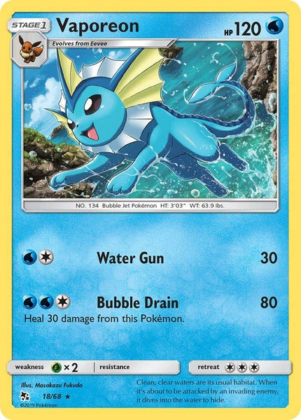 18/ 68 Vaporeon - Holo Rare - Collectible Madness