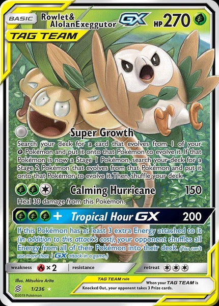 001/ 236 Rowlet & Alolan Exeggutor-GX - Ultra Rare - Collectible Madness