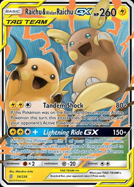 054/ 236 Raichu & Alolan Raichu-GX - Ultra Rare - Collectible Madness