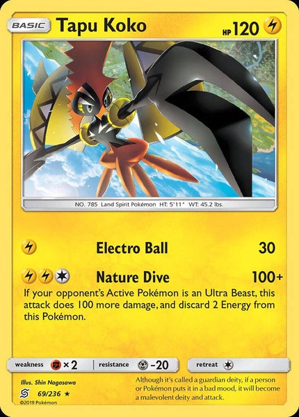 069/ 236 Tapu Koko - Holo Rare Reverse Holo - Collectible Madness