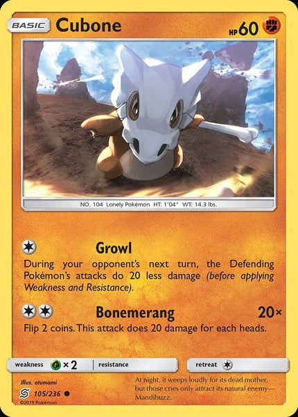105/ 236 Cubone - Common Reverse Holo - Collectible Madness