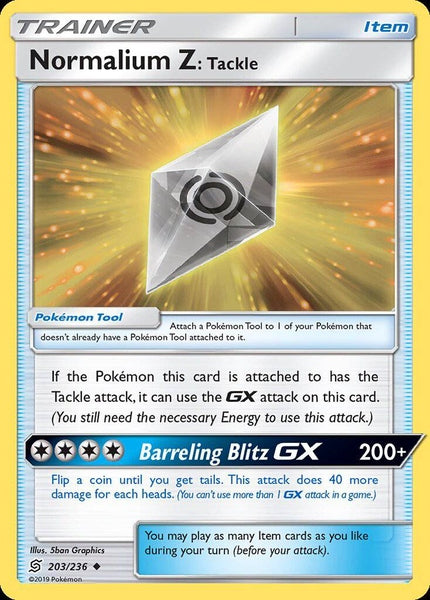 203/ 236 Normalium Z: Tackle - Uncommon Reverse Holo - Collectible Madness