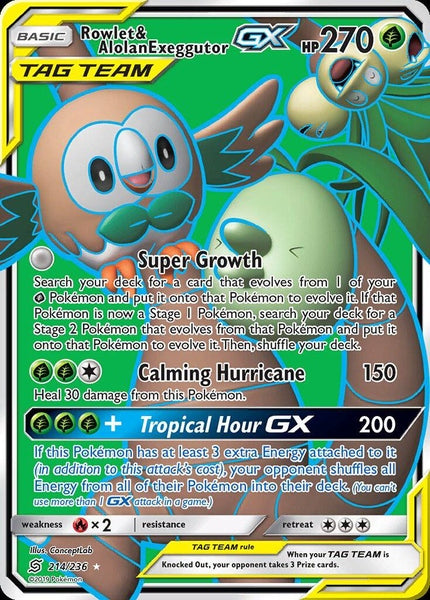 214/ 236 Rowlet & Alolan Exeggutor-GX - Ultra Rare - Collectible Madness