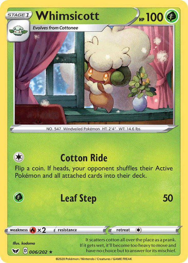 006 / 202 Whimsicott - Rare Reverse Holo - Collectible Madness