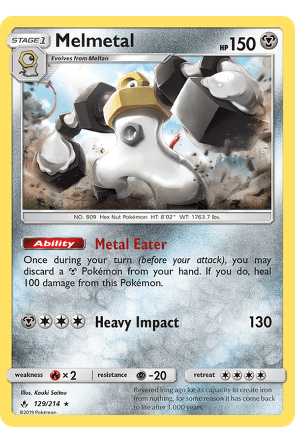 129 / 214 Melmetal - Rare Holo Reverse Holo - Collectible Madness