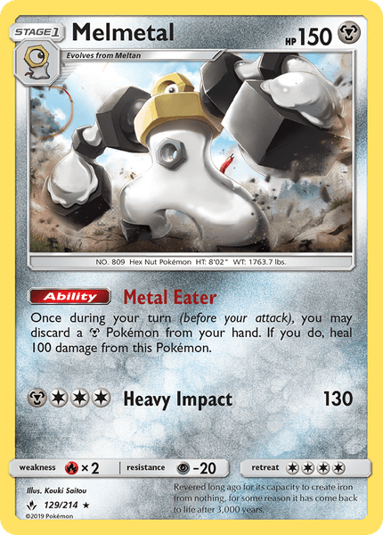 129 / 214 Melmetal - Rare Holo Reverse Holo - Collectible Madness