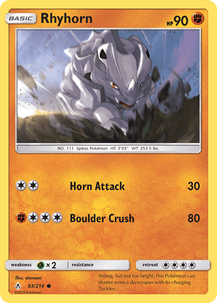 093 / 214 Rhyhorn - Common Reverse Holo - Collectible Madness