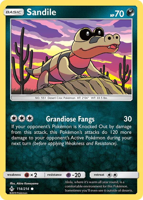 114 / 214 Sandile - Common - Collectible Madness