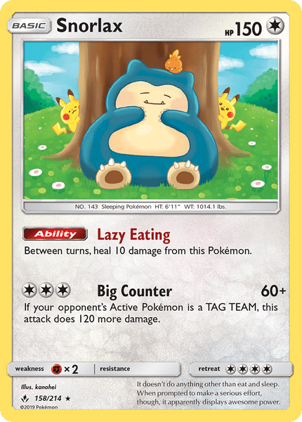 158 / 214 Snorlax - Rare Holo - Collectible Madness